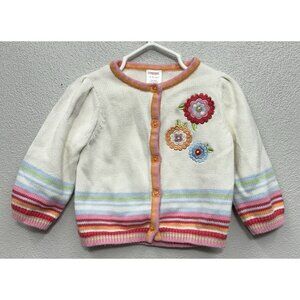 Vintage Y2K GYMBOREE Baby Girls 12-18M Floral Embroidered Knit Sweater Cardigan